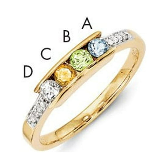 14K Yellow Gold Ring Band Mother's & Family Semi Mount Diamond center Stone Mounting 4 mm