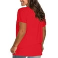 thumbnail image 2 of WTXUE T-Shirts Short Sleeve, Crew Neck Shirts for Women's Cotton Shirts Loose Shirts T Shirts Loose Tops Solid | Casual for Women Red L, 2 of 8