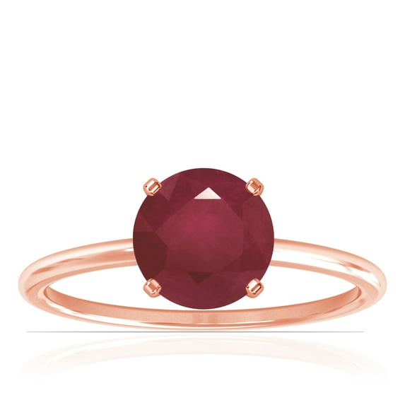 GemsNY July Birthstone - Dainty Round Four Prong Ruby Solitaire Ring (Grade - A | 1.05cts.)