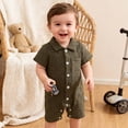 thumbnail image 4 of Krdevn Baby Boys Textured Terry Romper Lapel Collar Short Sleeve Button Up Summer Outfit,12-18 Months, 4 of 4