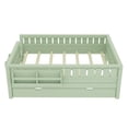 thumbnail image 5 of Bellemave Full Bed with Trundle and Small Stairs, Full Size Platform Bed Frame with Rail and Bookshelf, Wooden Montessori Floor Bed No Box Spring Needed,Green, 5 of 7