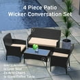 thumbnail image 3 of Hearth & Harbor Outdoor Furniture Set, 4 Piece Wicker Patio Chairs Set, Black with Beige Cushions, 3 of 7
