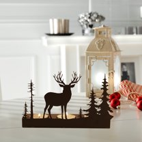 Byujiro Elegant Metal Iron Christmas Deer and Tree Candlestick. Attractive Christmas Tabletop Decor with Illuminating Ambiance for Festive Home Christmas Decoration Christmas Gifts
