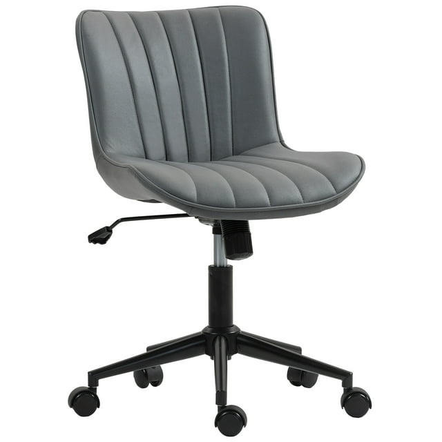 HOMCOM Chaise de Bureau Sans Accoudoirs, Chaise d'Ordinateur Pivotante à 360°, Gris Foncé