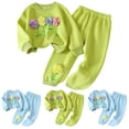 thumbnail image 2 of Gubotare Toddler Girls Knit Set Girls' Top & Pants Set Straight Leg Pants 3D Floral Long Sleeve Crew Neck Casual Home & Outdoor Wear 4T 5T (Green,4-5 Years), 2 of 9