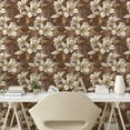 thumbnail image 2 of Ambesonne, Flowers Vintage Peel & Stick Wallpaper for Home, Exotic Jungle Lily, 13"x72", Dark Rosewood and Champagne, 2 of 5
