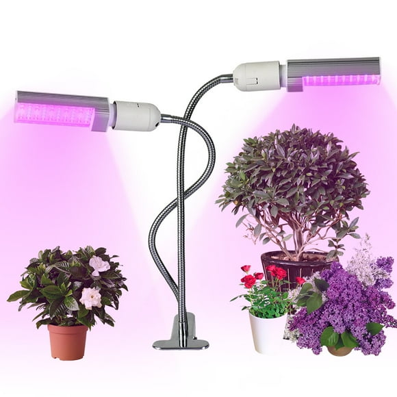 Yeacher Led Grow Light Grow Lamp Bulb for Indoor Plants 20W Super Bright 100 LEDs Sunlike Red and Blue Spectrum Auto ON & Off with 3 / 6 / 12H Timer 5 Dimmable Levels Clip-On Desk Replaceable Bulb D