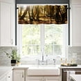 thumbnail image 4 of Green Forest Tree Valance Curtain Pine Coniferou Trees Forest Watercolor Style Rod Pocket Valance Window Treatments Short Curtains for Kitchen Farmhouse Decor 54x18inch, 4 of 6