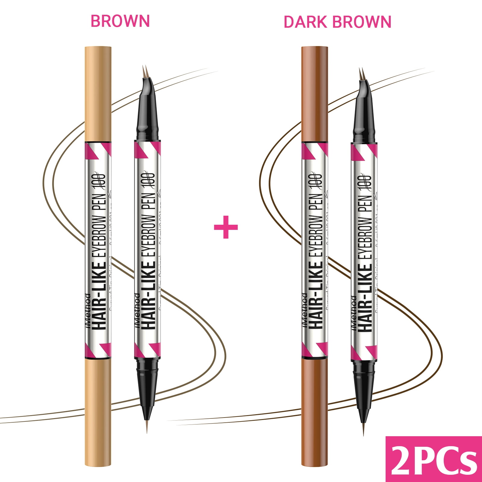 iMethod 2-in-1 Curved Eyebrow Pen - Dual-Ended Microblading Pencil with Curved Tip and Precise Brush-Tip, Natural Hair-Like Brows, Lasts All-day.
