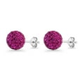 thumbnail image 3 of Full Ball Stud Earrings Fuschia Crystal 925 Sterling Silver 10mm, 3 of 6