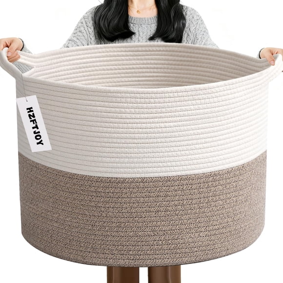 Cesta de almacenamiento de ropa tejida con cuerda HZFTJOY de 65 L