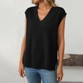 thumbnail image 4 of Timegard Womens Tank Top V Neck Cap Sleeve Comfy Loose Knit Tee Shirts Side Split Solid Color Summer, 4 of 7