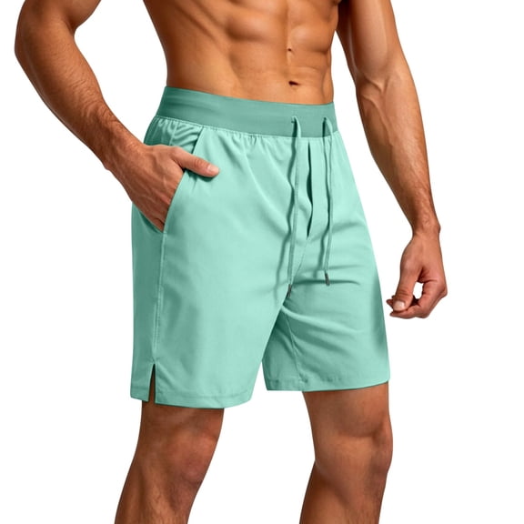 Mens Cargo Shorts Casual Solid Color Side Slit Drawstring Pants Outdoor Hiking Work Summer Swimming Shorts With Pockets
