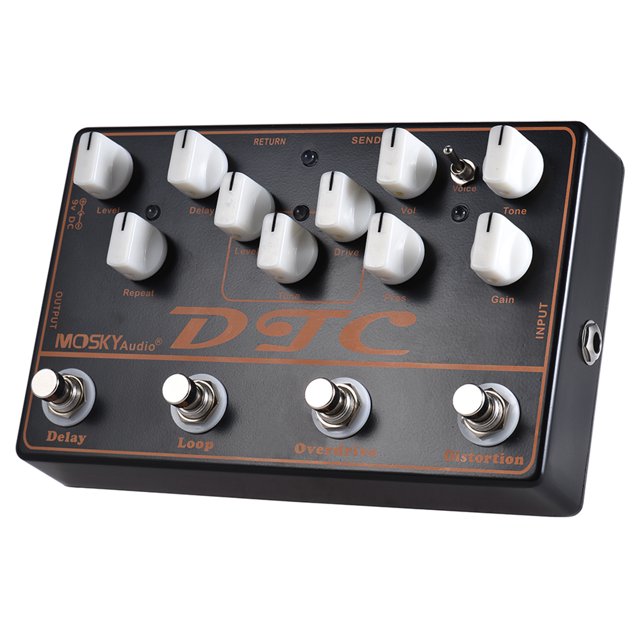 MOSKY DTC 4-in-1 Electric Guitar Effects Pedal Distortion + Overdrive + Loop + Delay