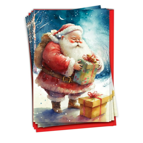 NobleWorks 12 Christmas Greeting Cards Box Set with 5 x 7 Inch Envelopes (1 Design, 12 Each) Santa Days - Gifts C10189BXSG-B12x1