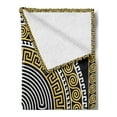thumbnail image 2 of Greek Key Soft Flannel Fleece Blanket, Classical Pattern with Intricate Design Spiral Waves Frame and Maze, Cozy Plush for Indoor and Outdoor Use, 50" x 70", Pale Yellow White Black, by Ambesonne, 2 of 5