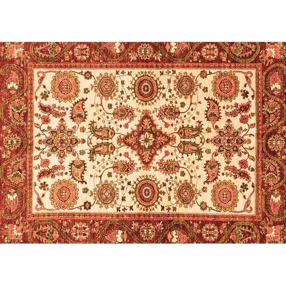 Ahgly Company Indoor Rectangle Oriental Orange Traditional Area Rugs, 2' x 3'