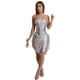 thumbnail image 1 of Minivestido PORRCEY para mujer, hombros descubiertos, lentejuelas brillantes, plateado, 1 of 5