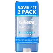 Gillette Antiperspirant Deodorant for Men, Clear Gel, Cool Wave, Twin Pack, 3.8oz
