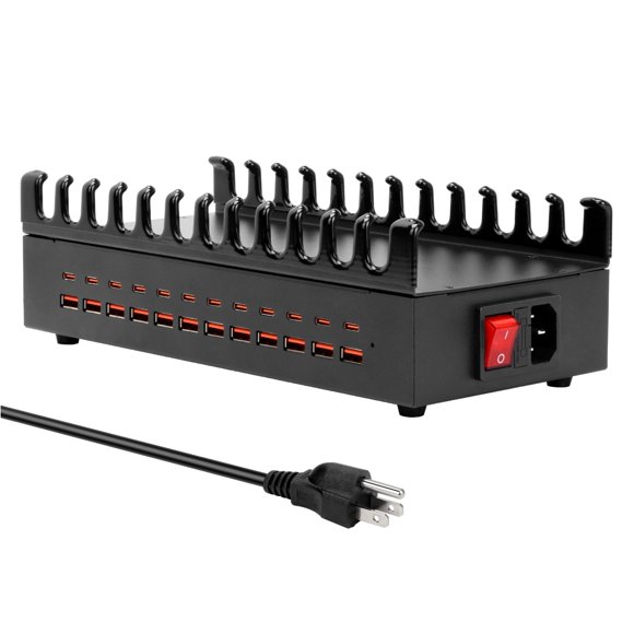 300W Charging Station for Multiple Devices, ALI SEA 24 Port USB C Fast Charging Station, Multi Device Charger Station Organizer Compatible with Cellphone,