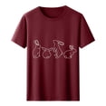 thumbnail image 4 of Tops de Cuello Alto para las Mujeres Amante Impreso Camiseta Cuello Redondo Manga Corta, Poliéster Spandex, 4 of 7