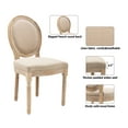 thumbnail image 6 of Guyou Farmhouse Dining Chairs Set of 2, French Wooden Country Upholstered Linen Oval Side Chair with Round Back for Restaurant Living Room Kitchen Dining Room, Beige, 6 of 12
