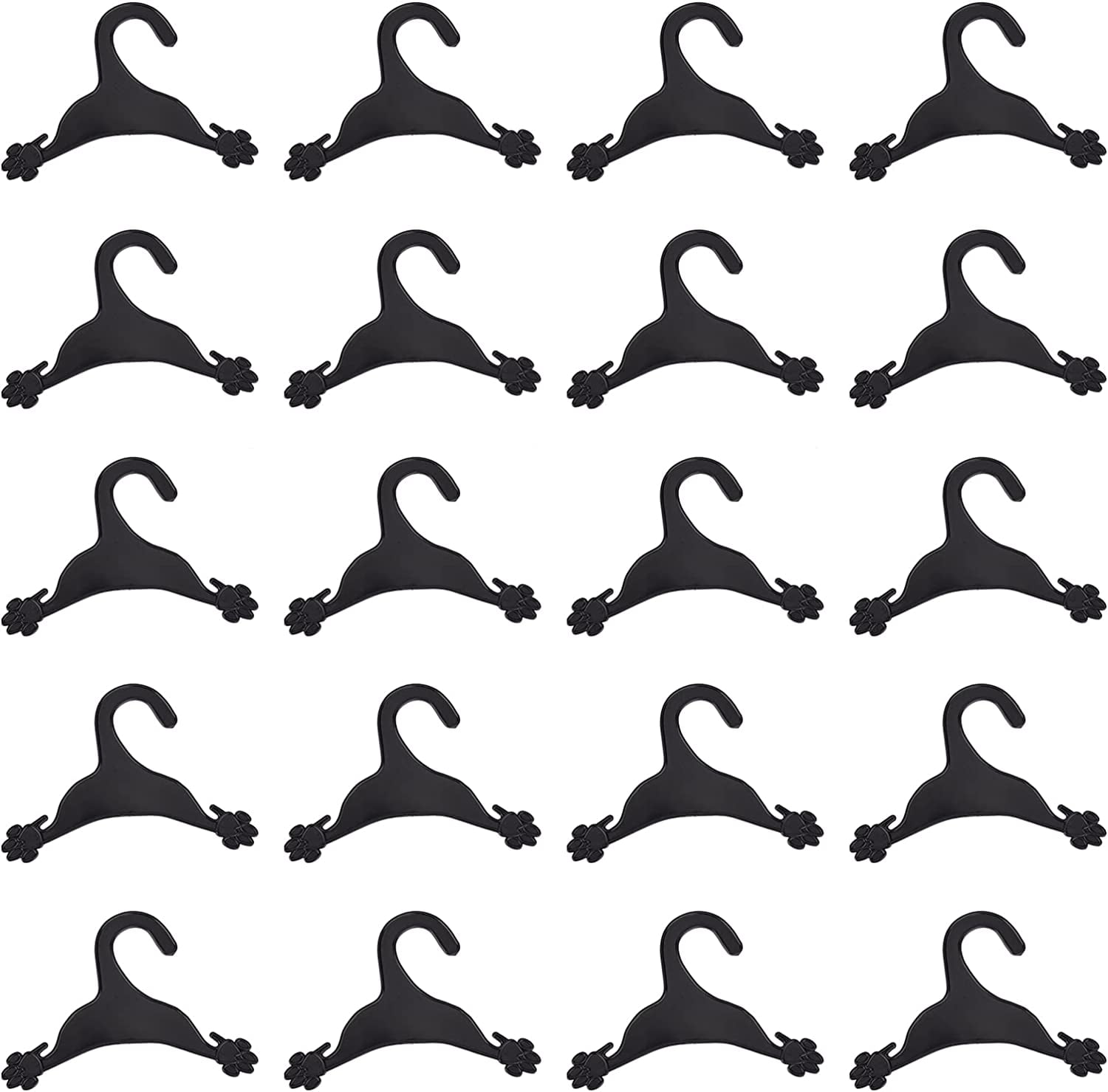 20 Packs Pet Apparel Hangers Black Pet Clothes Hangers Cute Plastic