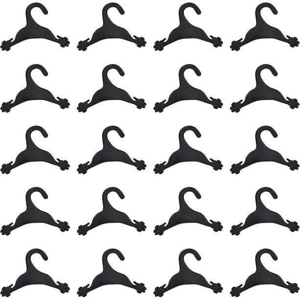 20 paquetes de perchas negras para ropa de mascotas, lindas perchas de plástico flexibles y resistentes con diseño de huella de pata para perros, gatos, mascotas y niños pequeños.