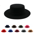 thumbnail image 4 of 1 sombrero clásico de copa plana estilo británico Jazz Hat de ala recta Manhattan Hat Cap para unisex (negro), 4 of 5
