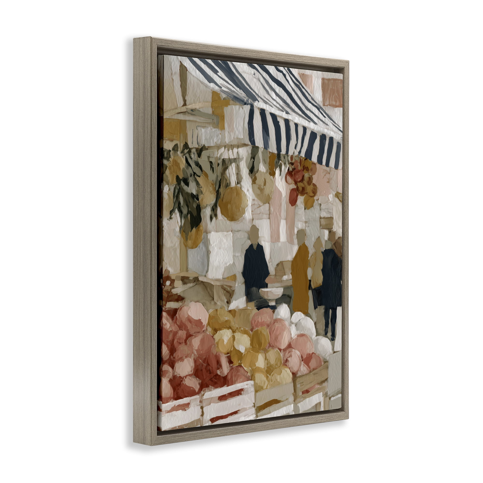 Stupell Industries Market Stall with Fresh Citrus Brown Framed Floater Canvas Wall Art, design by Chromatic Storm Studio