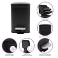 thumbnail image 3 of Bote De Basura Cuadrado Acero Inoxidable 3l Home Styles Negro, 3 of 9
