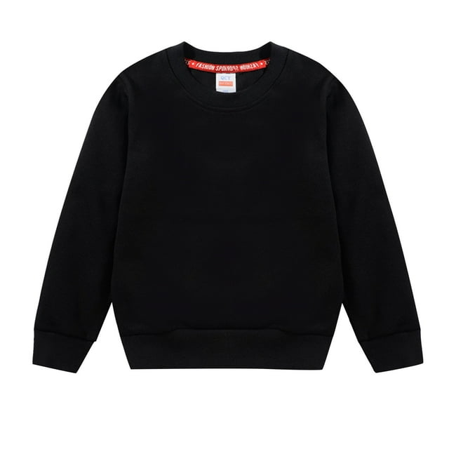 Gubotare Chandail pour Enfants Garçons Filles, Chandail à Enfiler à Manches Longues, Chandails Garçons à Col Rond (Noir, 7-9 Ans)
