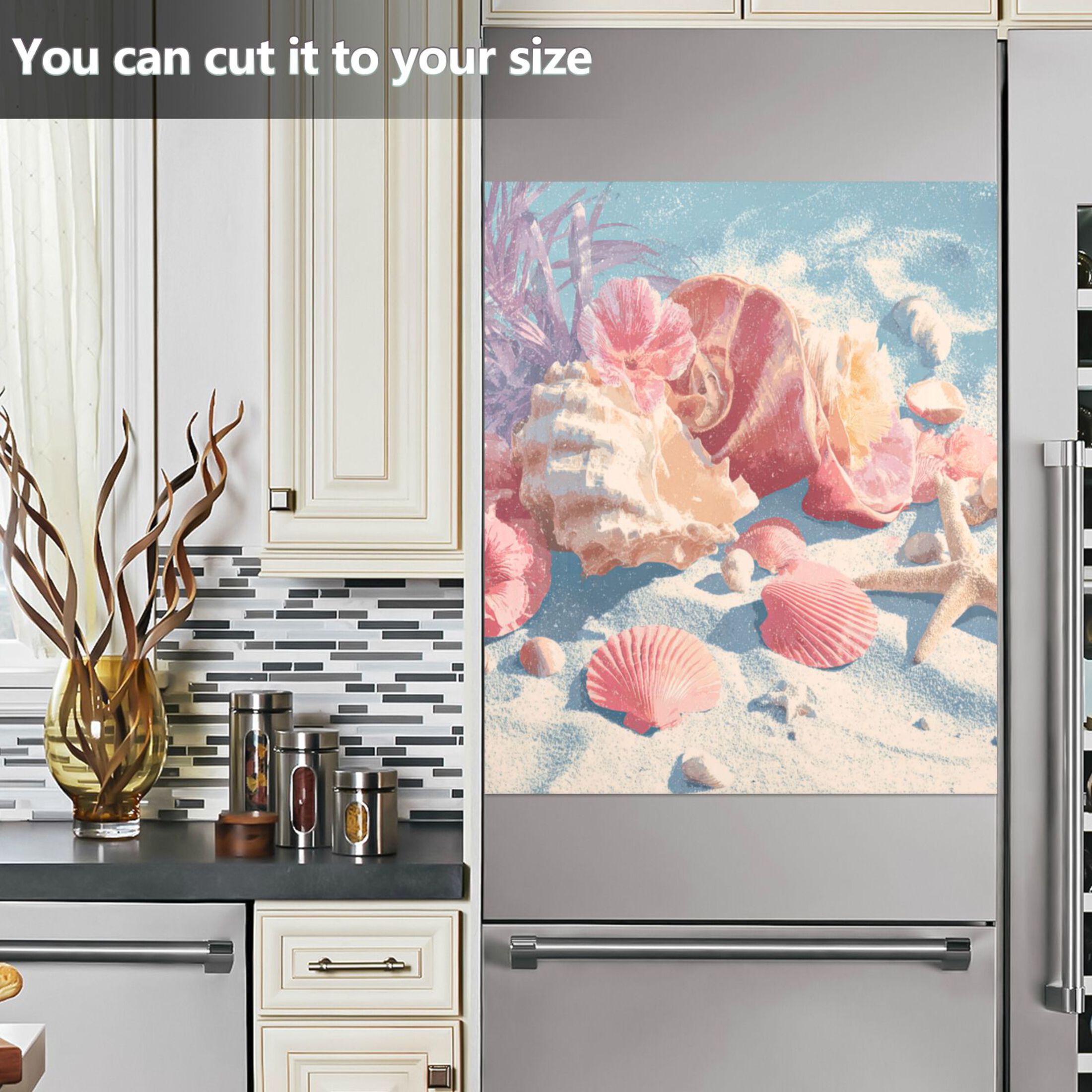 Dishwasher Magnetic Refrigerator Magnet Cover Sticker Home Decorative 23"x26" Shell and Conch Pattern