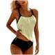 thumbnail image 2 of Tankini de moda para mujer, color sólido con cojín en el pecho y sin soporte de acero, traje de baño holgado con cordón dividido, traje de baño de dos piezas para mujer, trajes de baño tankini para mu, 2 of 5