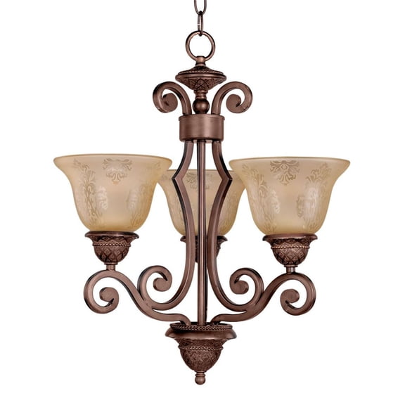 11235SAOI Maxim Lighting Symphony-3 Light Mini Chandelier in Mediterranean style-19 Inches wide by 21.5 inches high -Traditional Installation