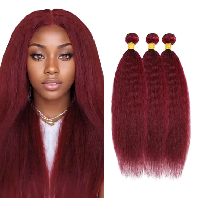 Hair Bundles Vinmdonm Red Yaki y Brazilian Burgundy Yaki