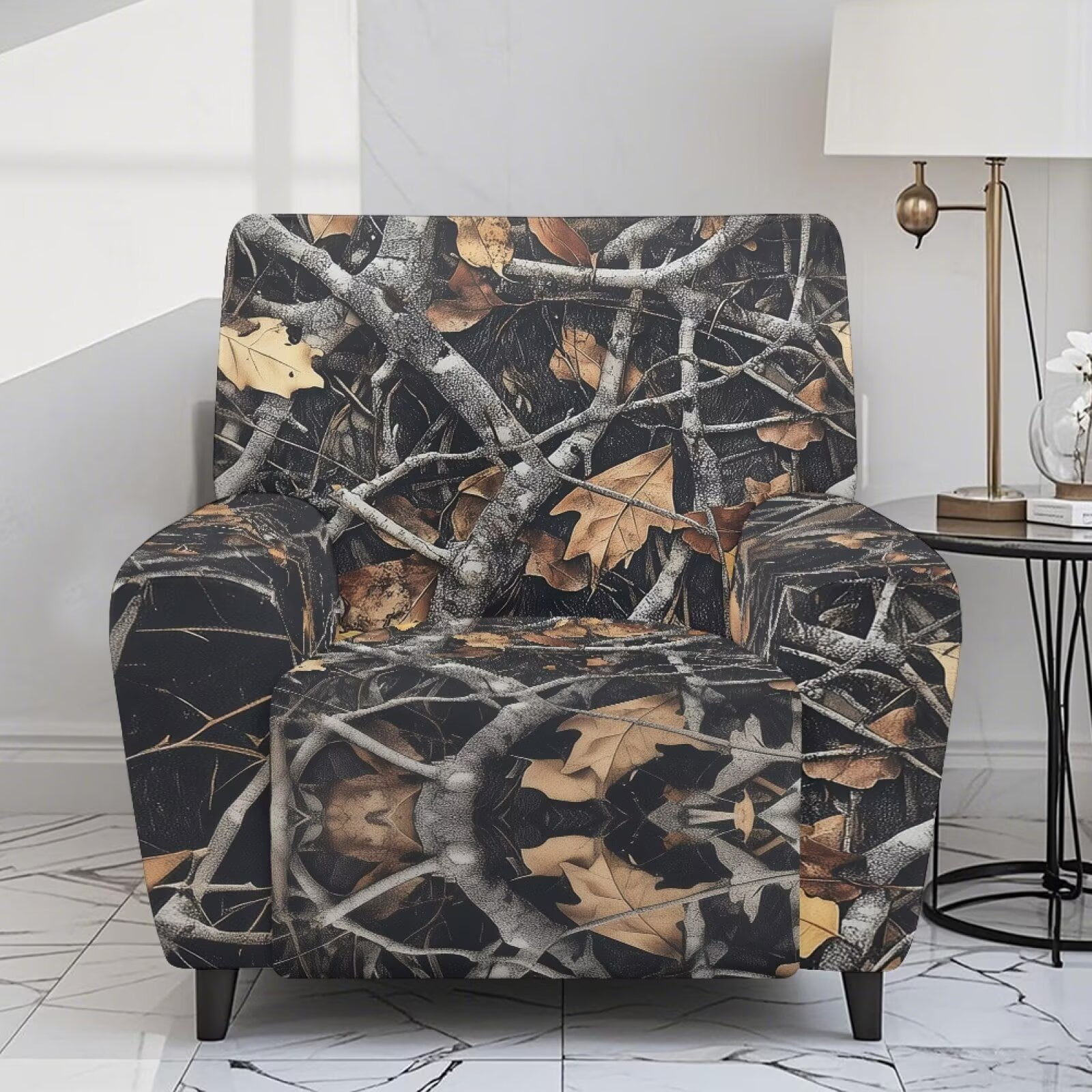 Yuyamidu Camouflage Reclining Chair Covers 4 Pieces Hunting Branch Recliner Sofa Slipcovers with Pocket Replacement Soft Slip Covers for Recliners with Arms Gift for Friends