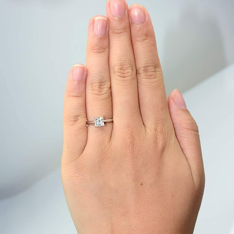 1 5 Carat Diamond Princess Solitaire Engagement Ring Walmart