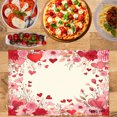 thumbnail image 2 of Amarainy Valentine Floral Heart Pattern Linen Table Mats Set of 4 for Home Kitchen Table Decor 12x18 inch, 2 of 5