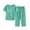 Green#3, variant on Tnhcen Women's Summer Linen-Like 2-Piece Sleepwear Set | Short Sleeve Button-Up Round Neck Retro Print Top   Elastic Waist Pants | XL-4XL