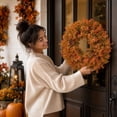 thumbnail image 7 of 19.7" Fall Artificial Boxwood Wreath for Front Door - Handmade Faux Greenery Wreath, Farmhouse Decor for Porch Wall Window Indoor Outdoor Home Decor, 7 of 7