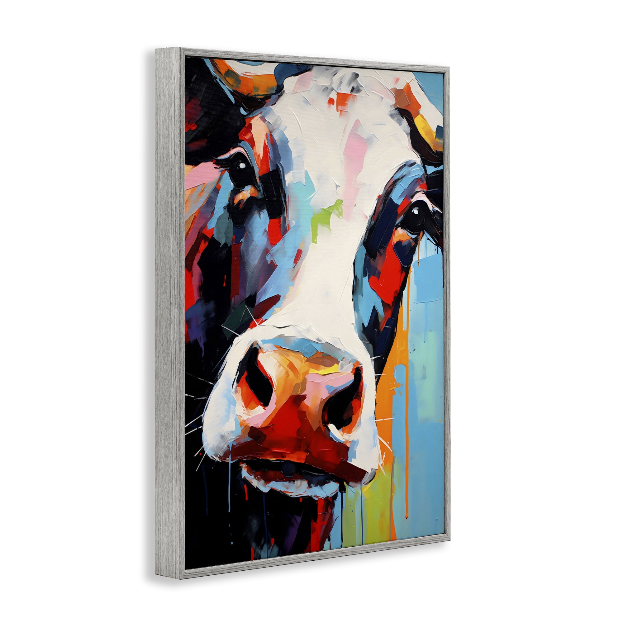 Stupell Industries Cow Of Many Colors Gray Framed Giclee Art, design by Creative Studio