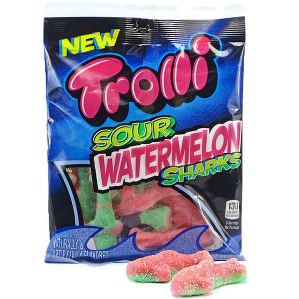 Trolli Chewy Sour Watermelon Sharks Candies, 4.25 Oz.
