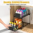 thumbnail image 3 of Under Sink Organizer, 2 Tier Metal Drawer Storage Organizer with 6Pcs Hooks, Pull Out Cabinet Storage Shelf for Bathroom Kitchen, 3 of 7