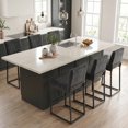 thumbnail image 3 of Usaint Sets of 4 Bar Stools with Thickened Metal Frame, Mid Back 26 Inch Counter Height Upholstered Modern Bar Chairs for Kitchen Island,Dark Gray, 3 of 10