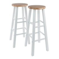 Bar Stools; 2-Pc Set; Natural & White