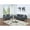 Blue Gray, variant on Contemporary 2pc And , Blue Gray Linen Like Fabric, Back Pillows With Back, Modern Style Fabric For Living Room