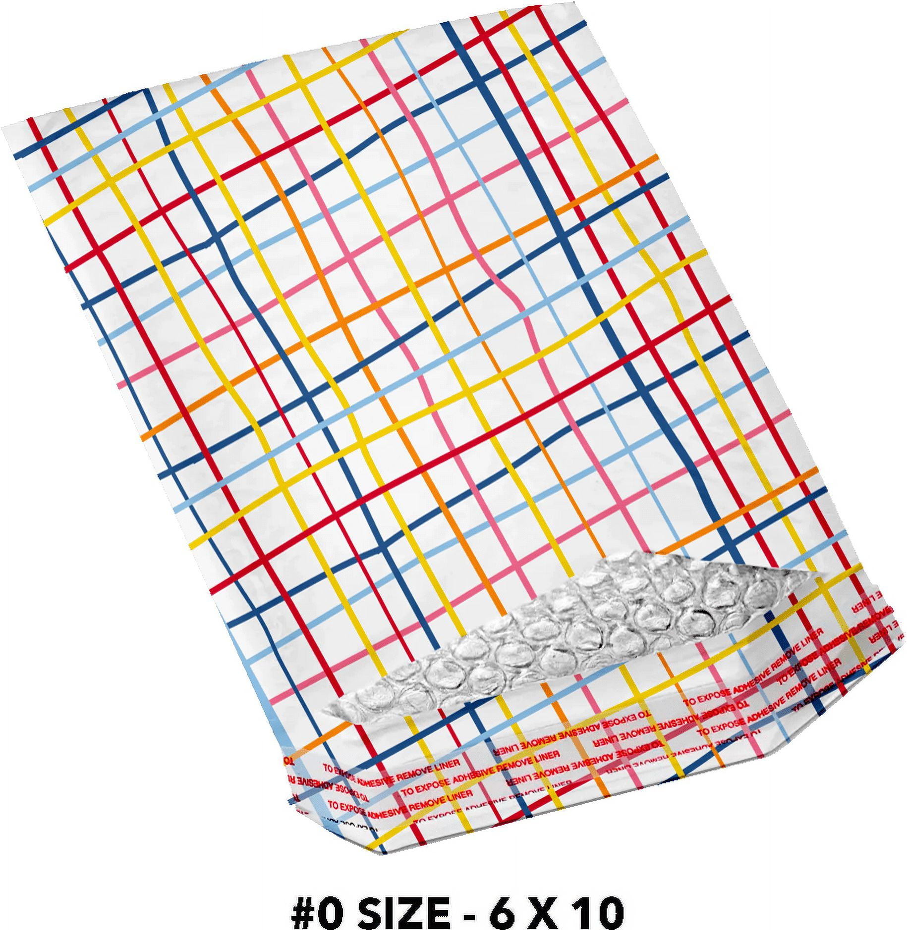 Packed Party, Poly Bubble Mailers, #0, 6" x 9", Grid Print, 2-Pack