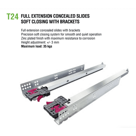

SYSKOR Full Extension Concealed Under Mount Slides w/ Brackets Soft Closing