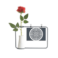 thumbnail image 1 of Traditional Four Blessings China Symbol Artificial Rose Flower Hanging Vases Decoration Bottle, 1 of 3